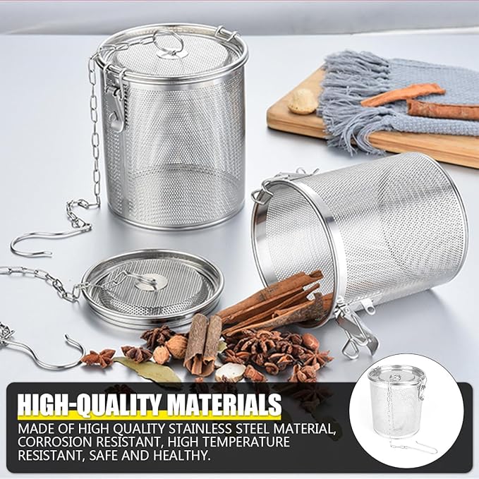 Stainless Steel Spice Filter Seasoning Strainer Cooking Spice Filter Loose Leaf Tea Infuser for Home Restaurant, 6.3x6.8 Inch