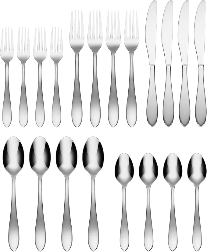 Cambridge 286720CSLG12 Delia Satin Mirror 20-Piece Flatware Set