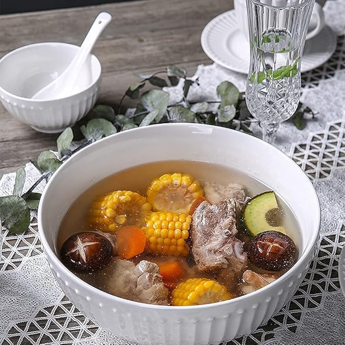 Porcelain Dinnerware Sets Plates and Bowls Sets 19 Pcs Dinnerware Sets, Porcelain Tableware Set with Plates and Bowls, White Ceramic Dinner Set, Microwave and Dishwasher Safe