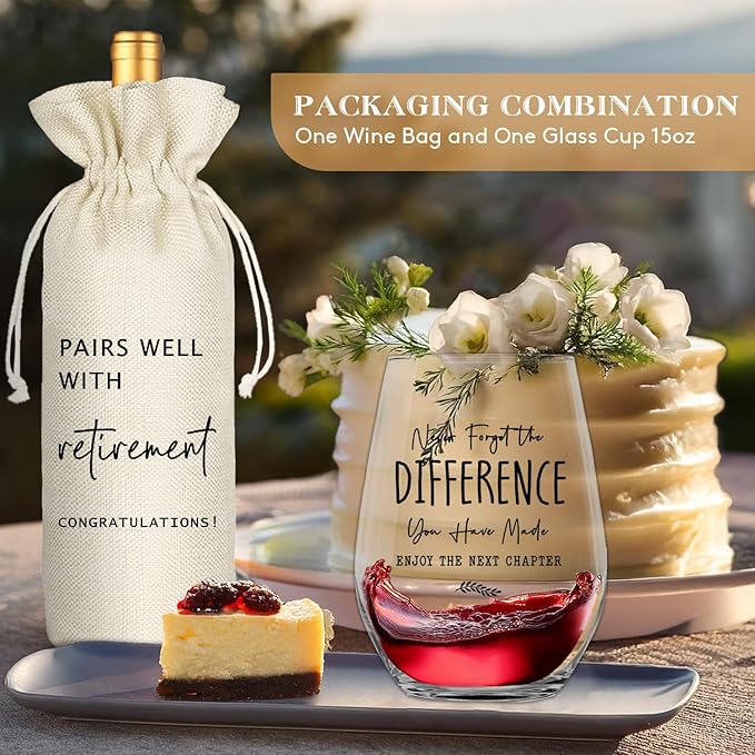 Retirement Gifts for Woman Men, Funny Retirement Wine Glass Gift, Happy Retirement Party Decor, Retired Gifts Leaving Gift for Coworkers Boss Friend (Clear-Retired)