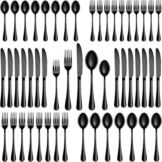 20 Pcs Black Silverware Set, Stainless Steel Flatware Set Service for 4, Mirror Polished Cutlery Utensil Set, Durable Home Kitchen Eating Tableware Set, Include Fork Knife Spoon Set, Dishwasher Safe