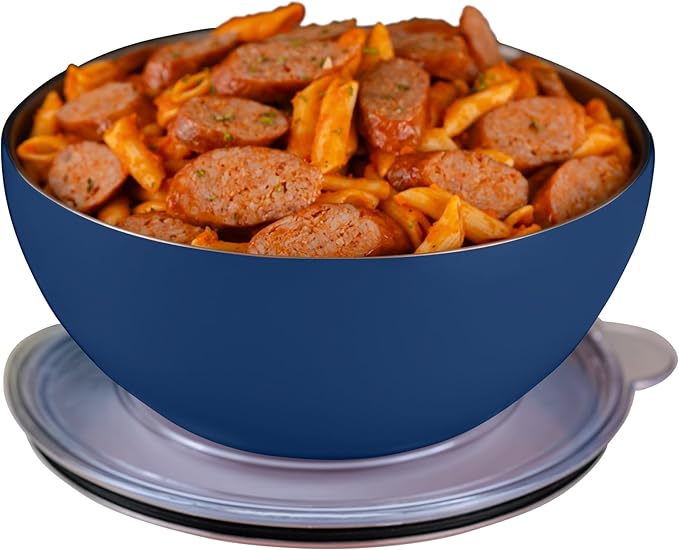 served Large Insulated Serving Bowl with Lid (100oz/3QT) - Double-Walled Stainless Steel Bowl for Hot & Cold Food - Vacuum Insulated, Spill-Resistant Thermal Bowl for Parties, Casseroles, Tailgates