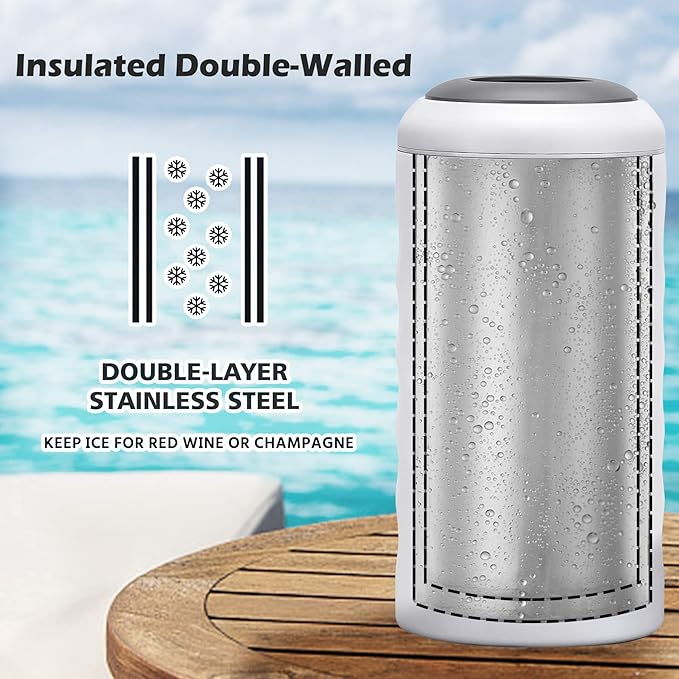 Wine Chiller Single Bottle With 2 Stainless Steel Wine Cup Iceless Cooler insulated Keep Wine Cold up to 6 Hours Fits Most Wine Bottles Gift for Wine Lovers Rapid and Portable(1bottle+2cup)