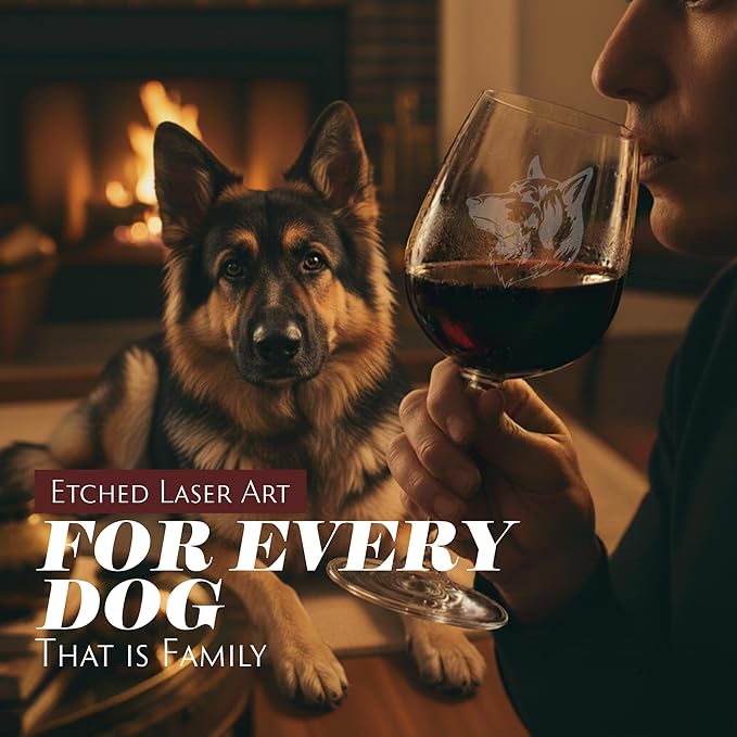 King Shepherd Dog Personalized Custom Themed Etched 12.75oz Wine Glass