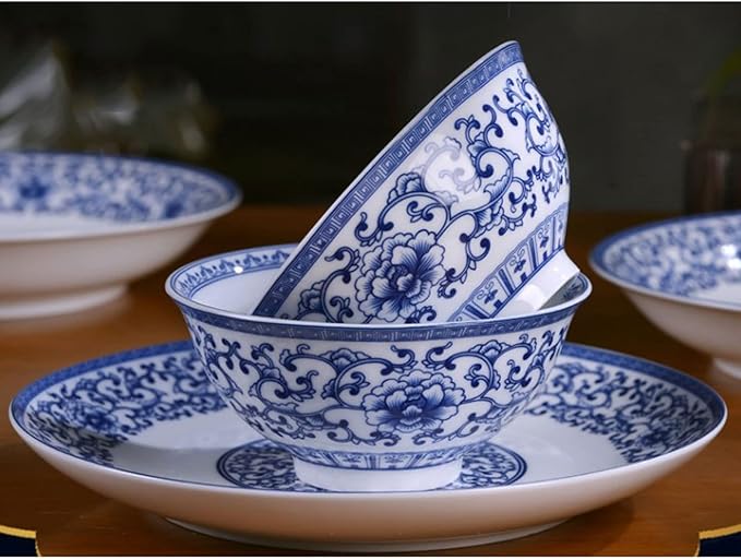 Porcelain Dinnerware Sets Plates and Bowls Sets Dinnerware Set,28 Piece Tableware Set,Blue and White Porcelain Tableware,Ceramic Salad Plate