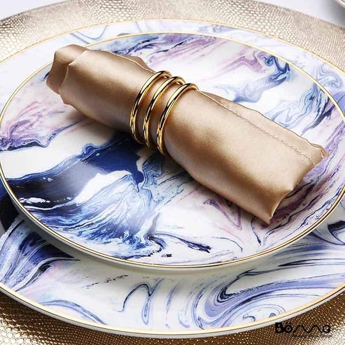 Elegant Dinnerware Set Dinner Plates Bowls Set Fine Bone China Porcelain Dinnerware Set Service For 1, White Blue Luxurious Tableware Sets,B