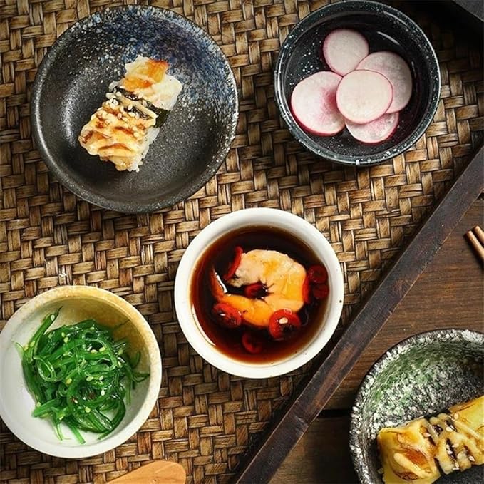 Snack Plates Sauce Dish, Ceramic Dipping Bowls, Small Side Dishes for Dips Appetizer Snacks Condiments