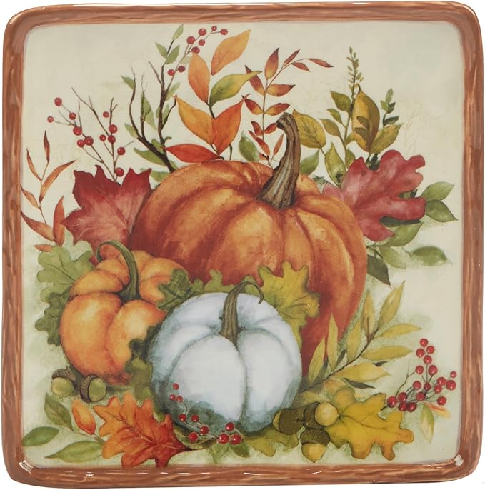 Certified International Harvest Blessings 6" Luncheon/Canape Plate, Multicolor, Small, Set of 4 (Pack of 2)