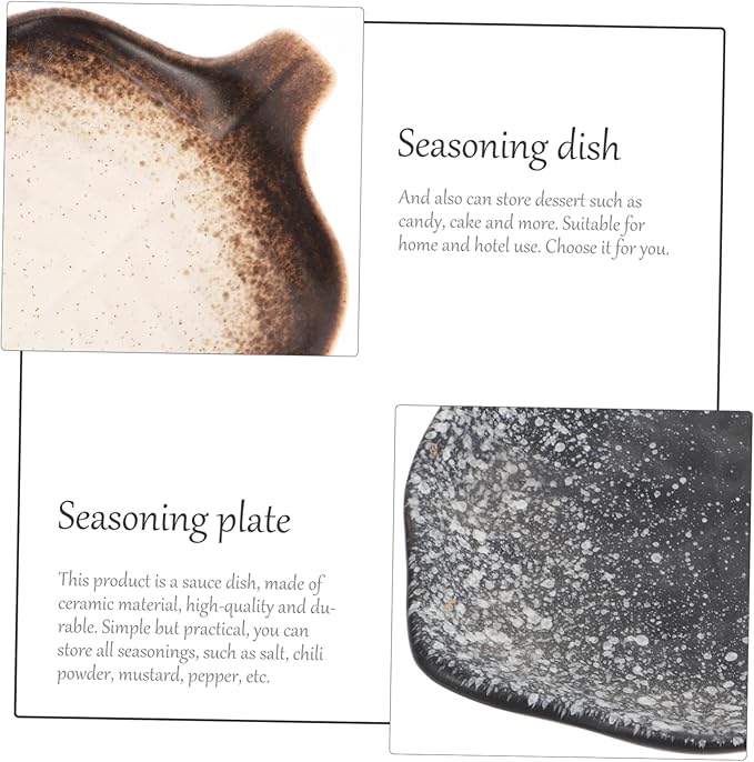 DECHOUS 2pcs Japanese Style Ceramic Snack Plates Vintage Design Unique Sauce and Appetizer Dishes for Home Dining and Entertaining