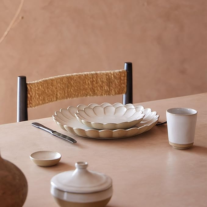 Costa Nova Ceramic Stoneware 7" Appetizer Plate - Marrakesh Collection, Sable Blanc| Microwave & Dishwasher Safe Dinnerware | Food Safe Glazing | Restaurant Quality Dinnerware