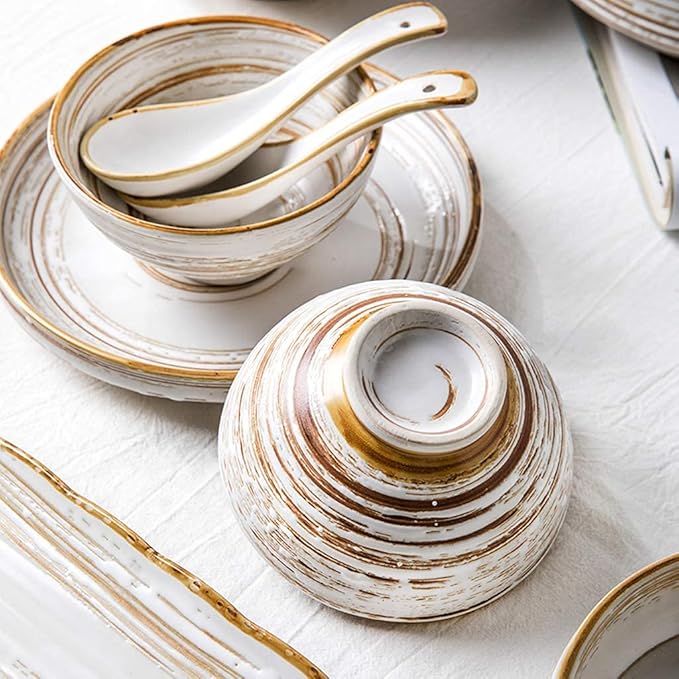 China Dinnerware Set Dinner plate Ceramics Dinnerware Set Porcelain Dinner Set of 45 / Vintage Embossed Hand Painted Texture