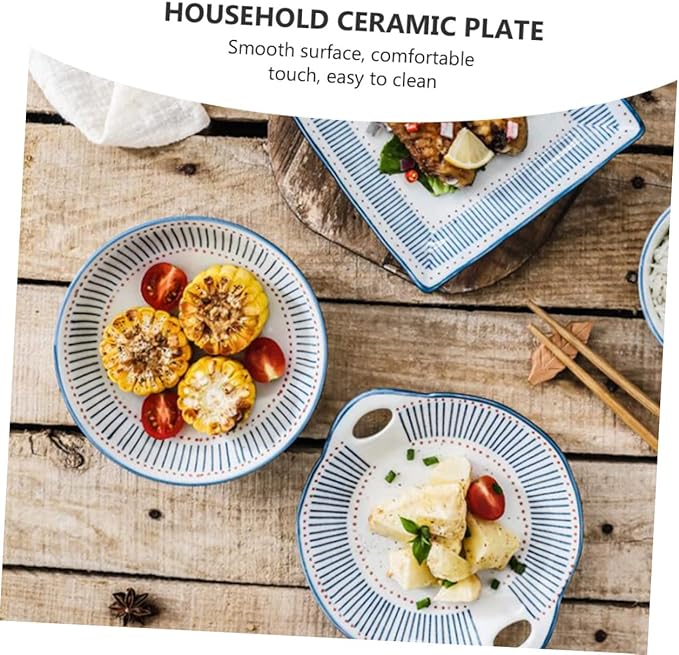 Healthful Ceramic Plate 6.8in Dessert Serving Plate for Sushi Salad Steak Pasta Restaurant Home