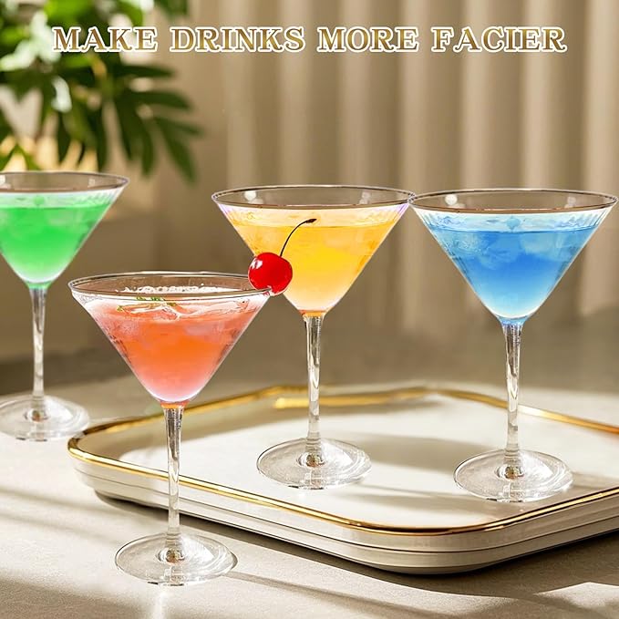 Yaschmo Martini Glasses Set of 2, Gold Rim Hand-Blown Crystal Cocktail Glasses, 10oz Large Martini Glasses for Espresso, Cosmopolitan, Gimlet, Elegant Barware Gift for for Women, Men, Any Occasion