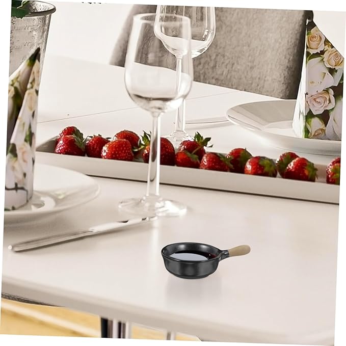 VOSAREA Porcelain Dipping Dish with Ergonomic Handle Ceramic Sauce Bowl for Sushi Condiments Appetizer Plate Black Seasoning Cup for Dining and Parties