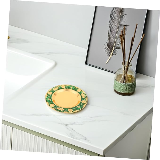 GLEAVI Vintage European Round Tray Decorative Metal Fruit and Snack Holder for Coffee Table Jewelry Organizer and Centerpiece Versatile Serving Tray for Home Decor