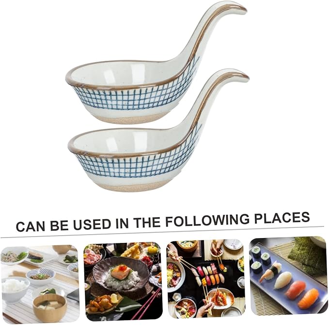 Mobestech 2Pcs Ceramic Caviar Spoon and Sauce Dish Set Food-Grade Kitchen Dipping Bowls for Seasoning and Condiments Creative Serving Tableware