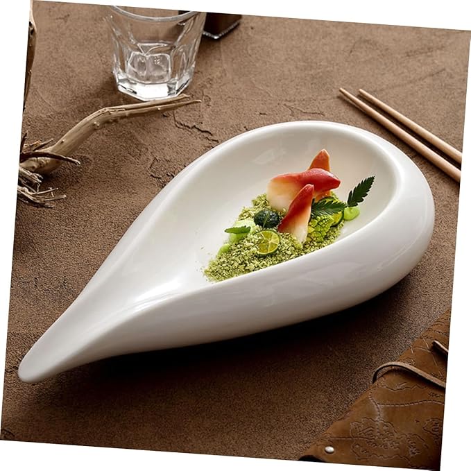 GLEAVI Irregular Ceramic Appetizer Plate 1-Piece Food Serving Dish Deep Bowl Plate for Fruits Nuts and Snacks for Parties and Restaurants