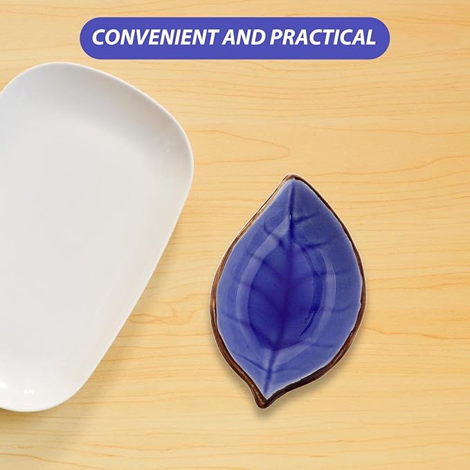OUNONA 4pcs Leaf Shape Ceramic Plates Snack Plate Condiment Bowls Small Sauce Bowls Decorative Serving Dishes