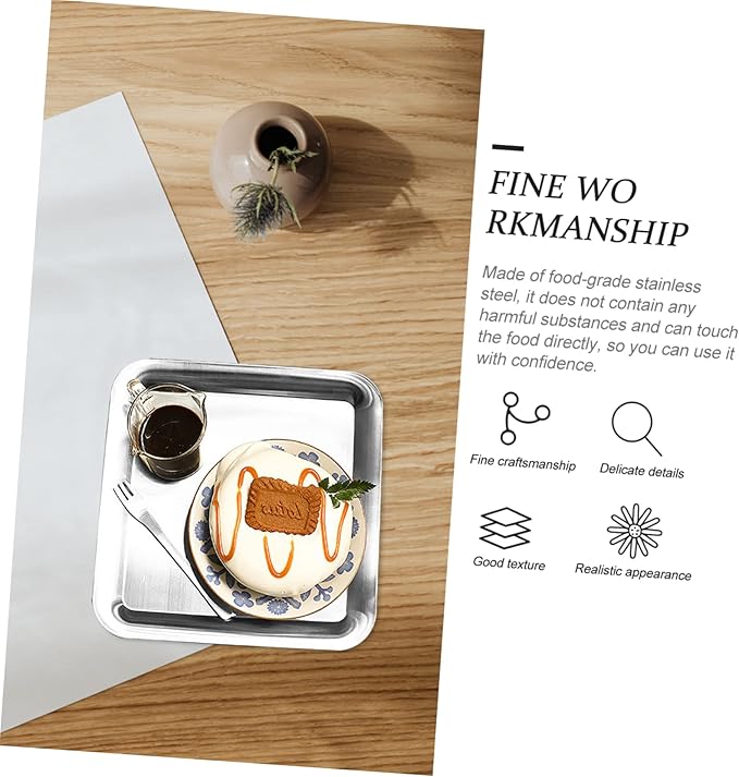 GLEAVI Stainless Steel Serving Tray Cake and Dessert Plate for Home Food Storage for Parties Picnics and Afternoon Tea Gatherings