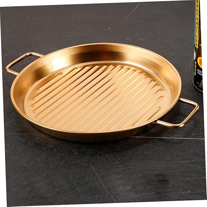 PRETYZOOM Stainless Steel Snack Tray with Handles Striped Food Serving Tray for Fried Chicken and Fries Metal Serving Plate for Parties and Gatherings