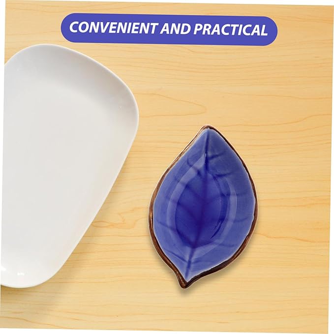 4pcs Crackle Glaze Ceramic Leaf Plates Small Appetizer Dishes for Condiments Sushi Jam and Desserts Yellow Lake Blue and Green Versatile Porcelain Saucers for Parties and