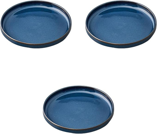 Set of 3, JM Style 9.1 inches (23 cm) Shallow Type Stack Plate, Blue, 9.1 x 0.8 inches (23.1 x 2 cm) | Medium Plate Ceramics Setomonohonpo