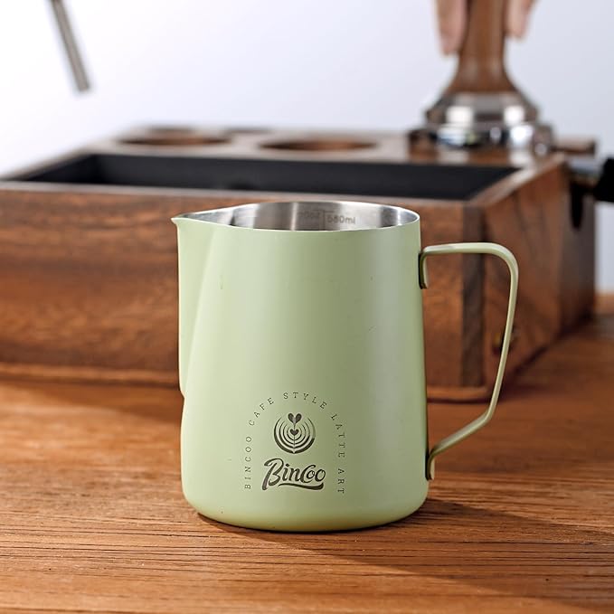 Milk Frothing Pitcher 350ml/12oz,Stainless Steel Latte Art Cup with Dual Arc Spout,Sharp Pouring Tip & Ergonomic Handle for Espresso Coffee Latte Cappuccino