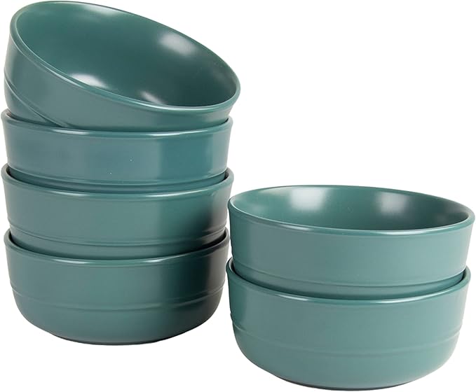 Double Line 6.25"/24 oz Cereal Bowl, Set of 6, Emerald Green