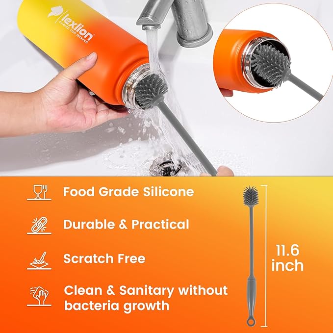 Lexlion Tea Infuser Water Bottle 32 Oz – Triple Wall Insulated Stainless Steel, Loose Leaf & Fruit Strainer, 3 Leakproof Lids, BPA-Free Silicone Sleeve, Reusable Thermal Mug