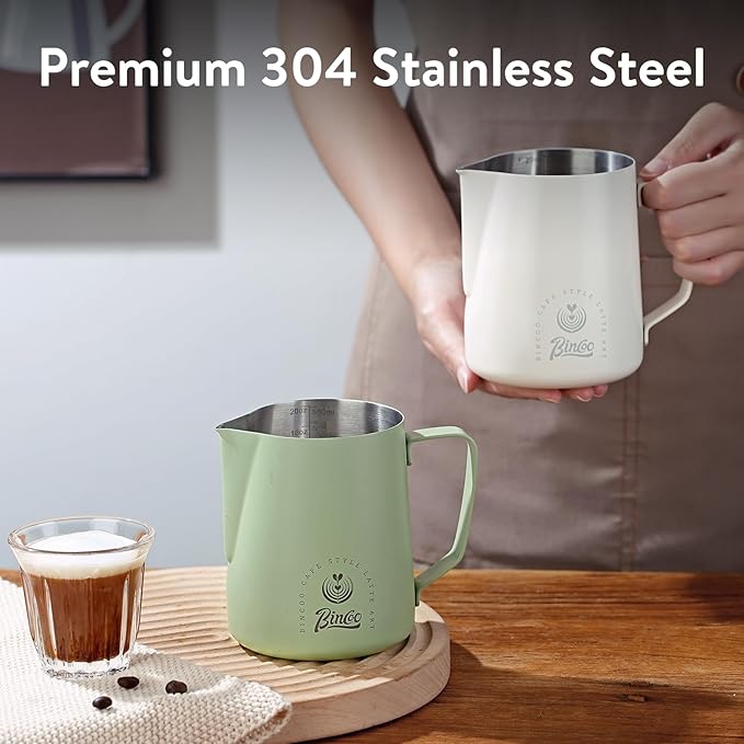 Milk Frothing Pitcher 350ml/12oz,Stainless Steel Latte Art Cup with Dual Arc Spout,Sharp Pouring Tip & Ergonomic Handle for Espresso Coffee Latte Cappuccino
