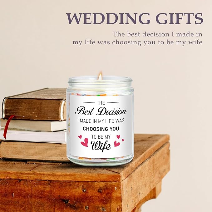 Wedding Gift for Wife from Husband, to My Wife Candle, Bride to Be Gifts for Women, Birthday Gift for Wife, I Love You Gifts for Her, Anniversary Present for Wifes, Lavender Scented