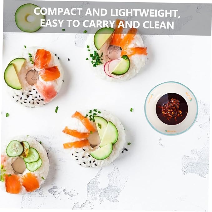 Cabilock 2pcs Ceramic Dipping Plates for Sauces and Appetizers Cute Assorted Design for Family Dining and Restaurant Use for Storage of Seasonings and Dips