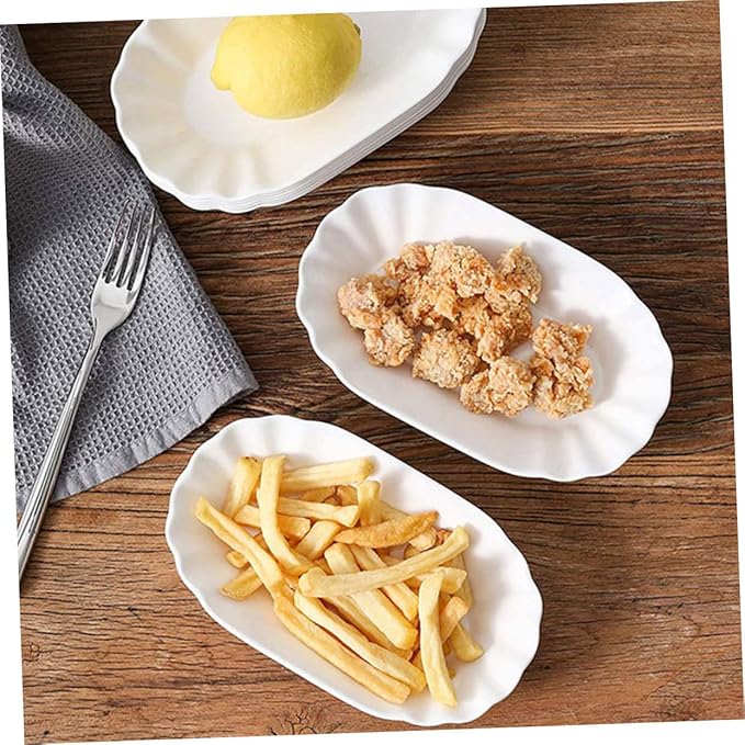 2pcs Ceramic Snack Plates French Fries Plate Appetizer Serving Trays for Snacks Decorative Seasoning Kitchen Sauce Dipping Dishes