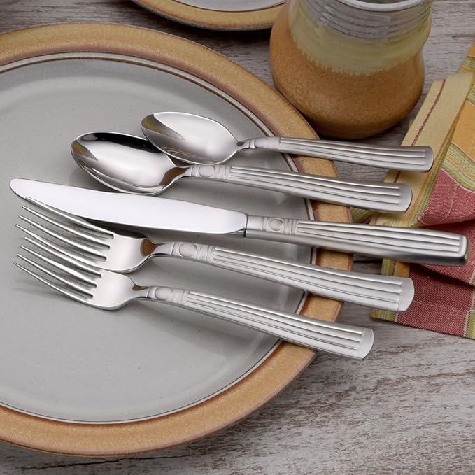 Liberty Tabletop Lincoln 65-piece 18/10 Flatware Set for 12, Includes Serving Pieces Made in USA