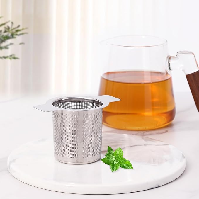 Leden Extra Fine Mesh Tea Strainer Stainless Steel Tea Infuser Steeper for Loose Leaf Tea and Coffee, Tea Filter with Large Capacity for Tea Cups, Teapots, Mugs, Double Handles