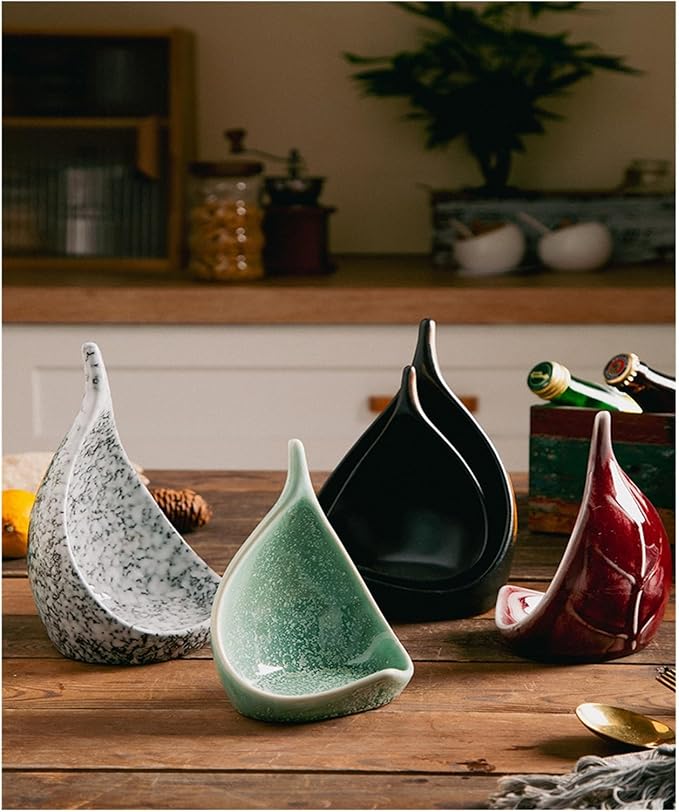 Appetizer Plates Hotel Cuisine Retro Ceramic Leaf Bowl Special-Shaped Bowl Snack Bowl Cold Dish Bowl Dish Plate Cheap Plates (D)