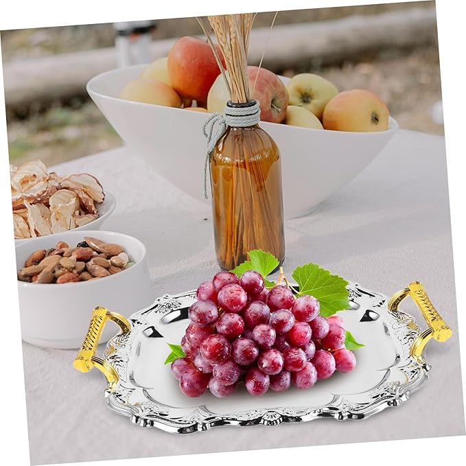 Cabilock Jewelry Tray Dishes Platters for Appetizer Fruits Serving Tray Versatile Serving Plate Antiquely Elegant