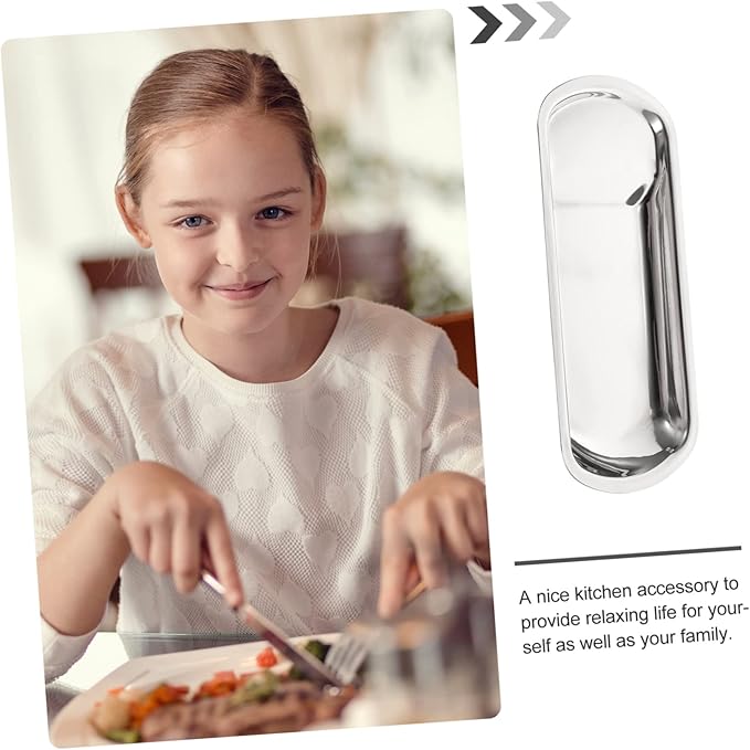Unomor Spoon Rest Ladle Plate Silverware Countertop Kitchen Tool Stainless Steel Serving Tray Buffet Plate