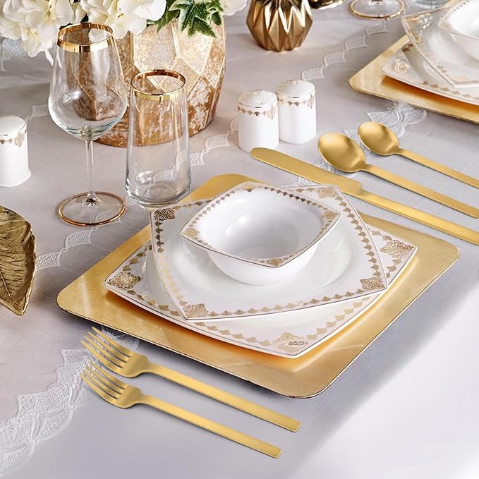 Gold Silverware Set, LAZAHOME 20-Piece Flatware Cutlery Set Service for 4, Stainless Steel Kitchen Utensil Set, Spoons And Forks Set, Matte Finished, Dishwasher Safe