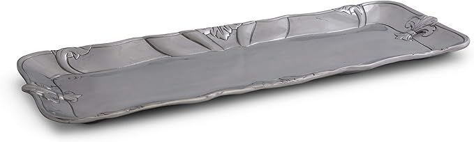 Arthur Court Designs Aluminum Metal Fleur-De-Lis Oblong Food Serving Tray Centerpiece 18 inch x 7 inch