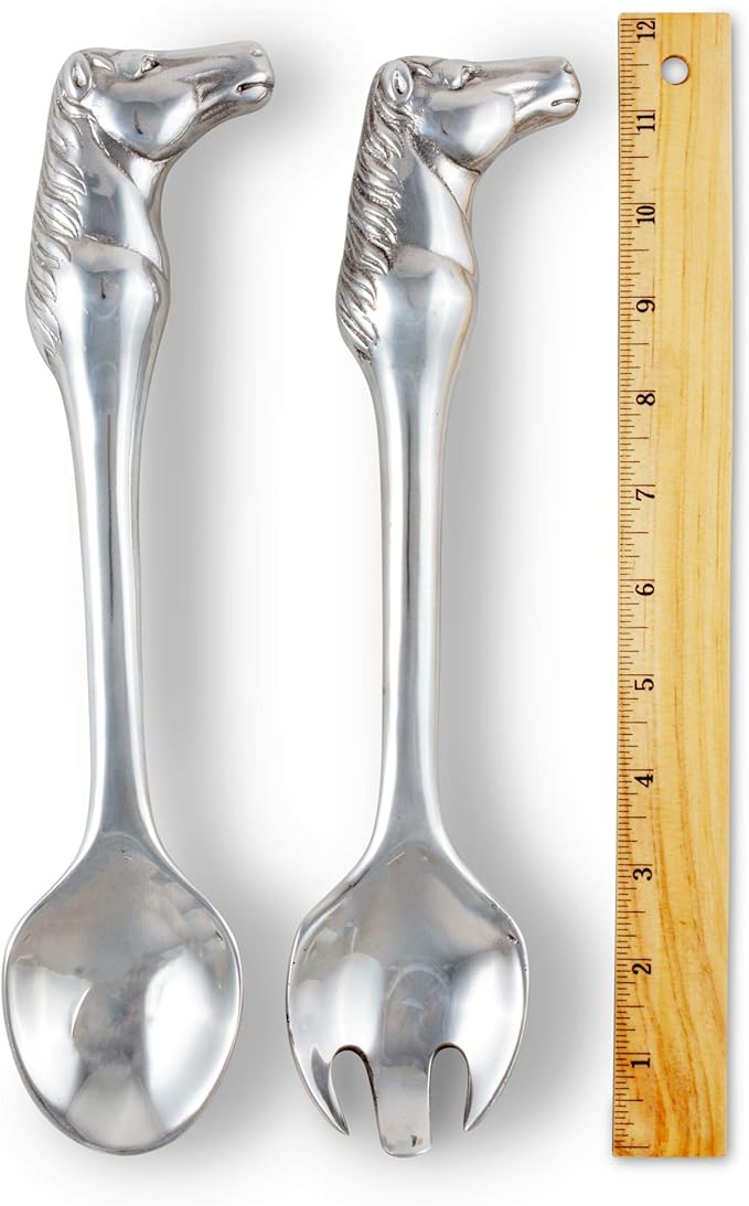 Arthur Court Designs Aluminum Horse Figural Salad/Food Serving Set Pair 11 inch Long