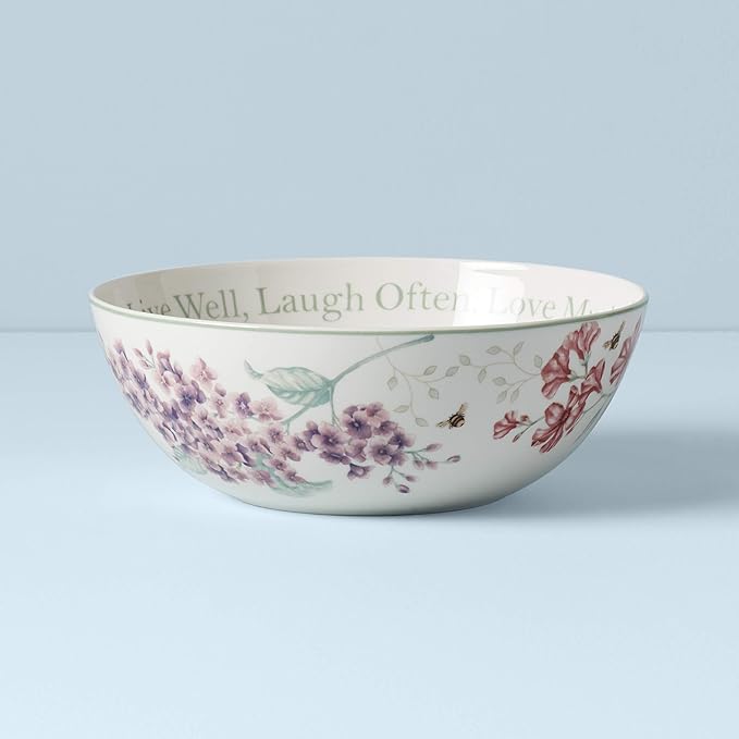 Lenox Butterfly Meadow "Live Well, Laugh Often, Love Much" Serving Bowl, White -