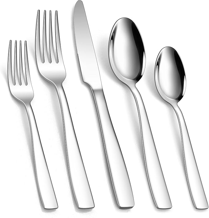 HaWare 18/10 Stainless Steel Flatware, 20-Piece Silverware Set Service for 4, Fancy Tableware Cutlery Set for Home Restaurant, Include Knife Fork Spoon, Mirror Finish Eating Utensils, Dishwasher Safe