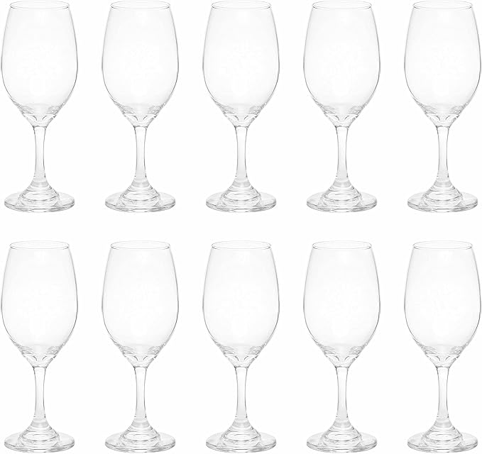 DISCOUNT PROMOS 10 Water and Wine Goblet Glasses Set, 12.75 oz. - Colombia made - Clear