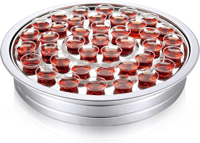 Suzile Holy Communion Trays House up 40 Cups Tary for Churches Stainless Steel Communion Plates Set, Not Included Lid(Silver)