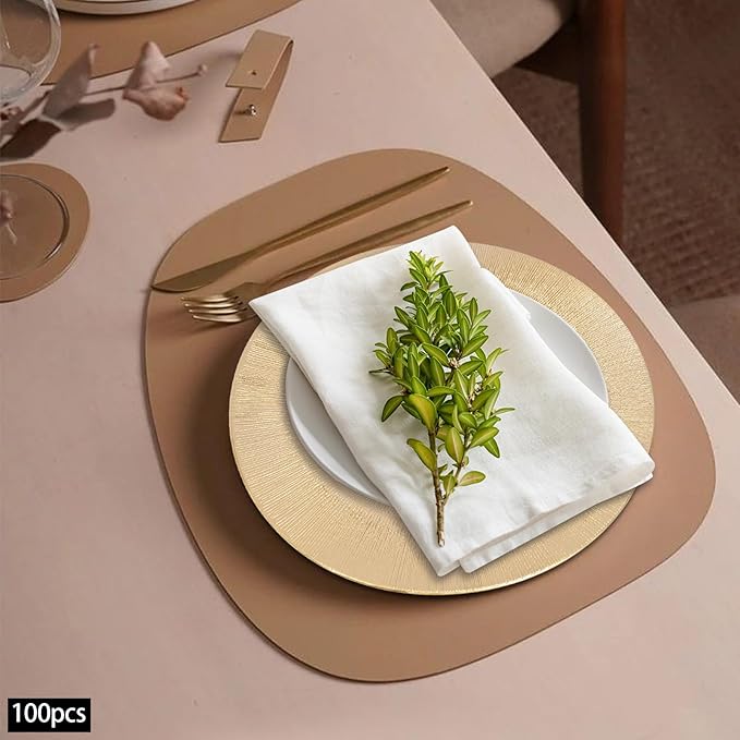 Gold Plastic Charger Plates Set of 100,13” Reusable Party Chargers for Dinner Plates, Elegant Round Service Plate Chargers Bulk Decorative for Wedding, Catering Table Decor