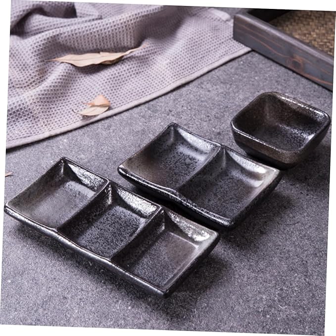 Cabilock 2pcs Ceramic Sauce Dishes Square Flavor Seasoning Bowls Versatile Appetizer Plates for Dipping Sauces Fruits and Snacks for Home Catering and Parties