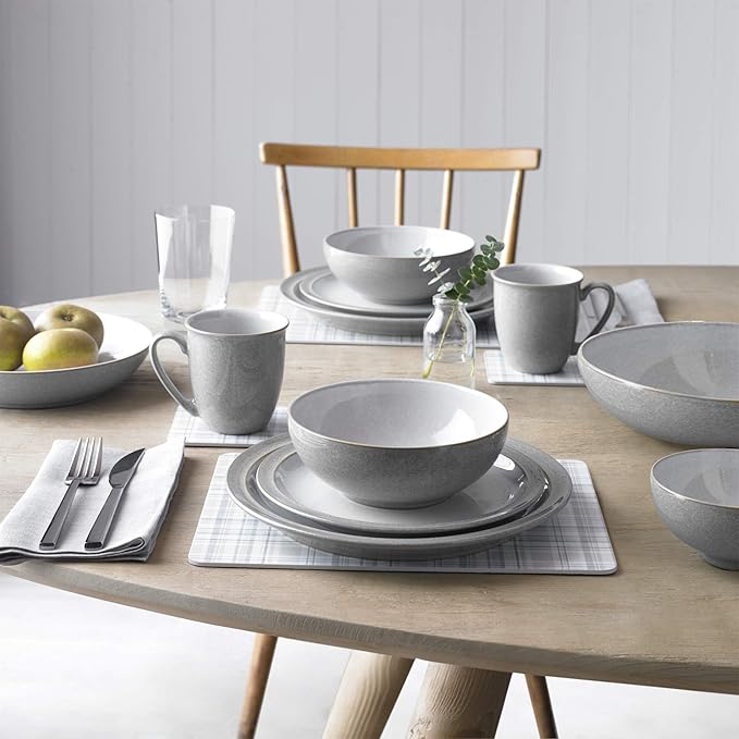 Denby Dinnerware Set, Grey, 4 Pieces, Oven, Microwave, Dishwasher Safe