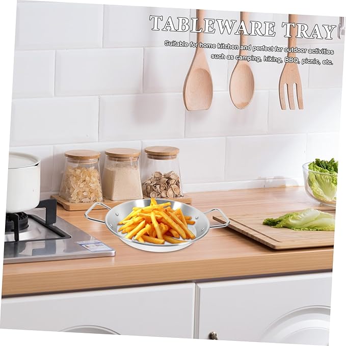 VOSAREA Stainless Steel Double Handle Serving Tray Snack Plate for Parties Appetizers Desserts and Fruits Smooth Finish and Elegant Tableware