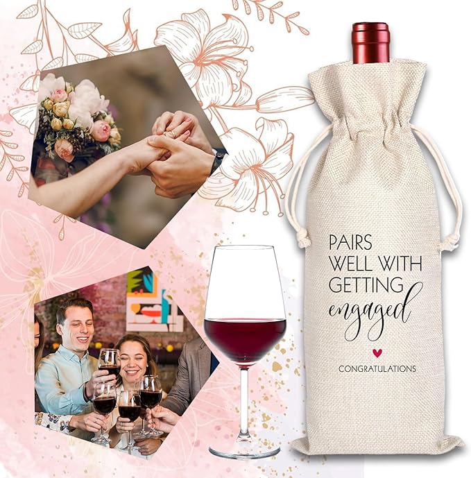 Engagement Wine Bag,Engagement Gifts for Couples,Personalized Engaged Wine Bag,Mr and Mrs Marriage Wedding Gifts,Pairs Well with Getting Engaged
